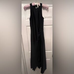 Reiss Navy Satin Bias-Cut Maxi Dress